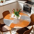 thumbnail image 2 of Abstract Orange Gray Oil Painting Elastic Fitted Round Table Cover Vintage Texture Waterproof Outdoor Tablecloth for Holiday Party, Picnic, Patio & Dining Fits Tables Up to 36"-44", 2 of 8