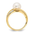 thumbnail image 2 of 14K Yellow Gold Ring Band Pearl Diamond Round Freshwater, Size 5, 2 of 5