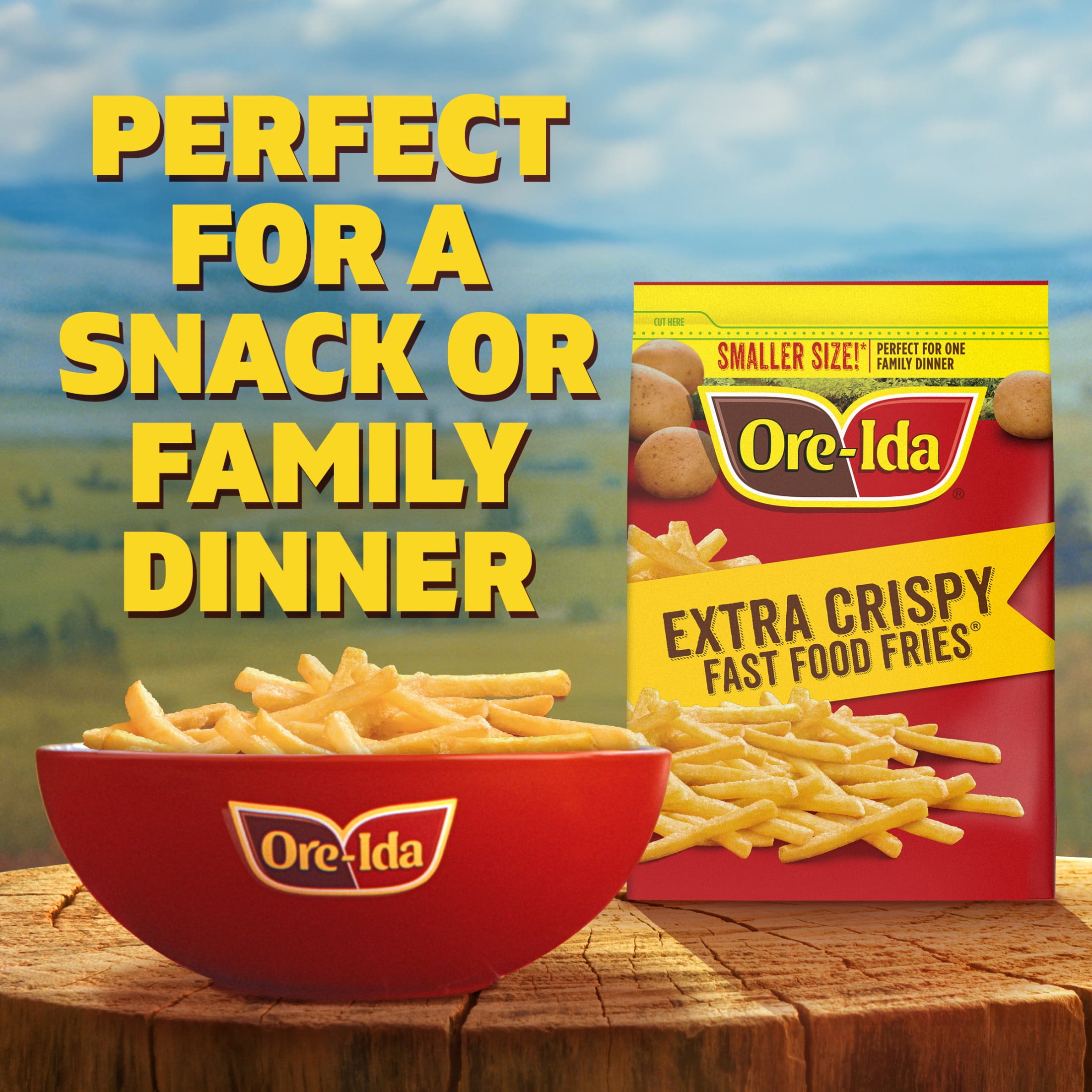 Ore-Ida Extra Crispy Fast Food Fries French Fried Frozen Potatoes, 1 Bag, for Easy Snacks and Dinner Sides, Gluten-Free, 16 oz