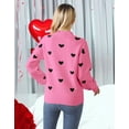 thumbnail image 2 of Drvitor Valentines Sweaters for Women Mock Neck Lantern Sleeve Cute Heart Sweater Casual Loose Knitted Warm Pullover Top, 2 of 7