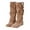 Khaki, variant on OKBOP Womens Heeled Mid-Calf Boots-Christmas Little Girls Boots Lace-Up Causal Winter Boots for Women Black