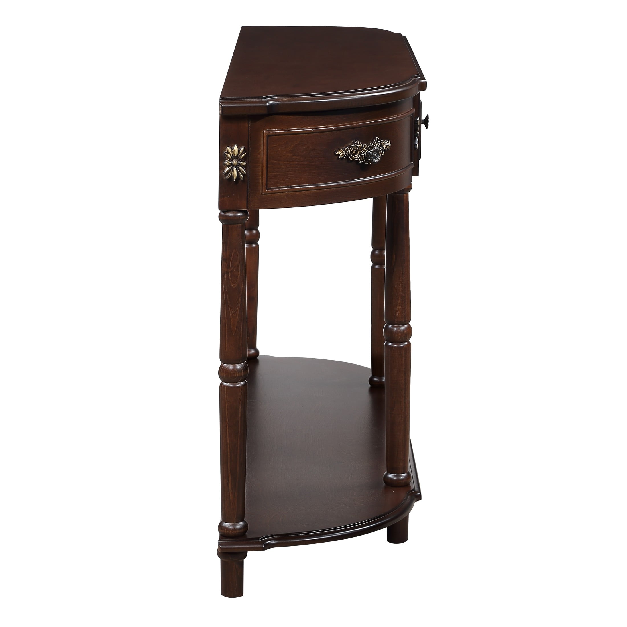 Aukfa Console Table, 52" Retro Half Moon Sofa Table with 2 Drawers and Shelf for Living Room/Hallway, Espresso