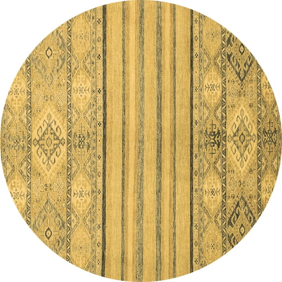 Ahgly Company Indoor Round Abstract Brown Modern Area Rugs, 7' Round