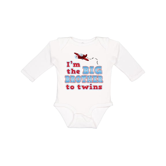 Inktastic I'm the big brother to twins. Boys Long Sleeve Baby Bodysuit