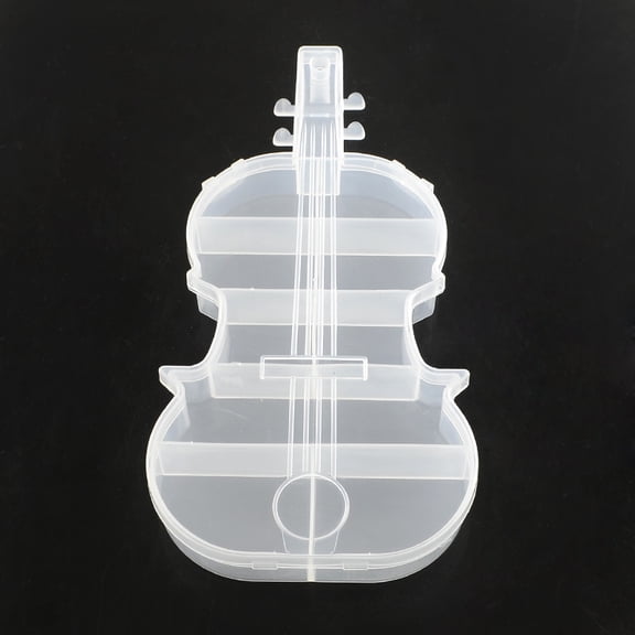 10pc Violin Plastic Bead Storage Containers 10 Compartments Clear 21.8x10.8x2.5cm
