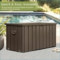 thumbnail image 3 of Deck Boxes 160 Gallon Waterproof Lockable Outdoor Storage for Patio Cushions Garden Tools | Steel | Dark Brown, 3 of 7