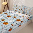 thumbnail image 3 of Manfei Halloween Ghost Pumpkin Zipper Twin Comforter Sets with Fitted Sheet and 2 Pillowcases for Kids, Blue Cartoon Stars Print Zipper Bedding Set, Halloween Reversible, 4pcs, 3 of 6