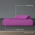 thumbnail image 4 of Moonlight20015 2 PC Duvet Cover Set Twin Size Plain Button Closer Soft Brushed Microfiber Purple Color 68 x 90 Inches, 4 of 9