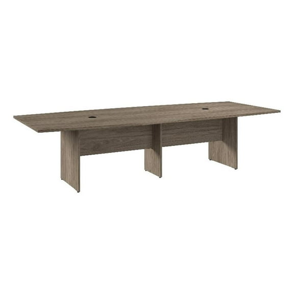 BBF 120"W Boat Shaped Engineered Wood Conference Table in Modern Hickory Brown