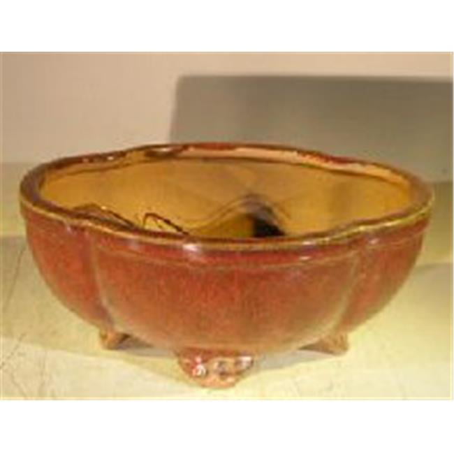 Oval Parisian Red Ceramic Bonsai Pot 
