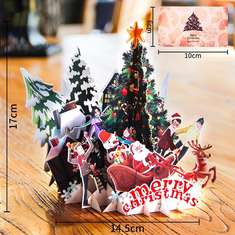 Up With Paper ~ Trinkets Mini POP-UP Christmas Card x3 TR243  SLEDDING SANTA 