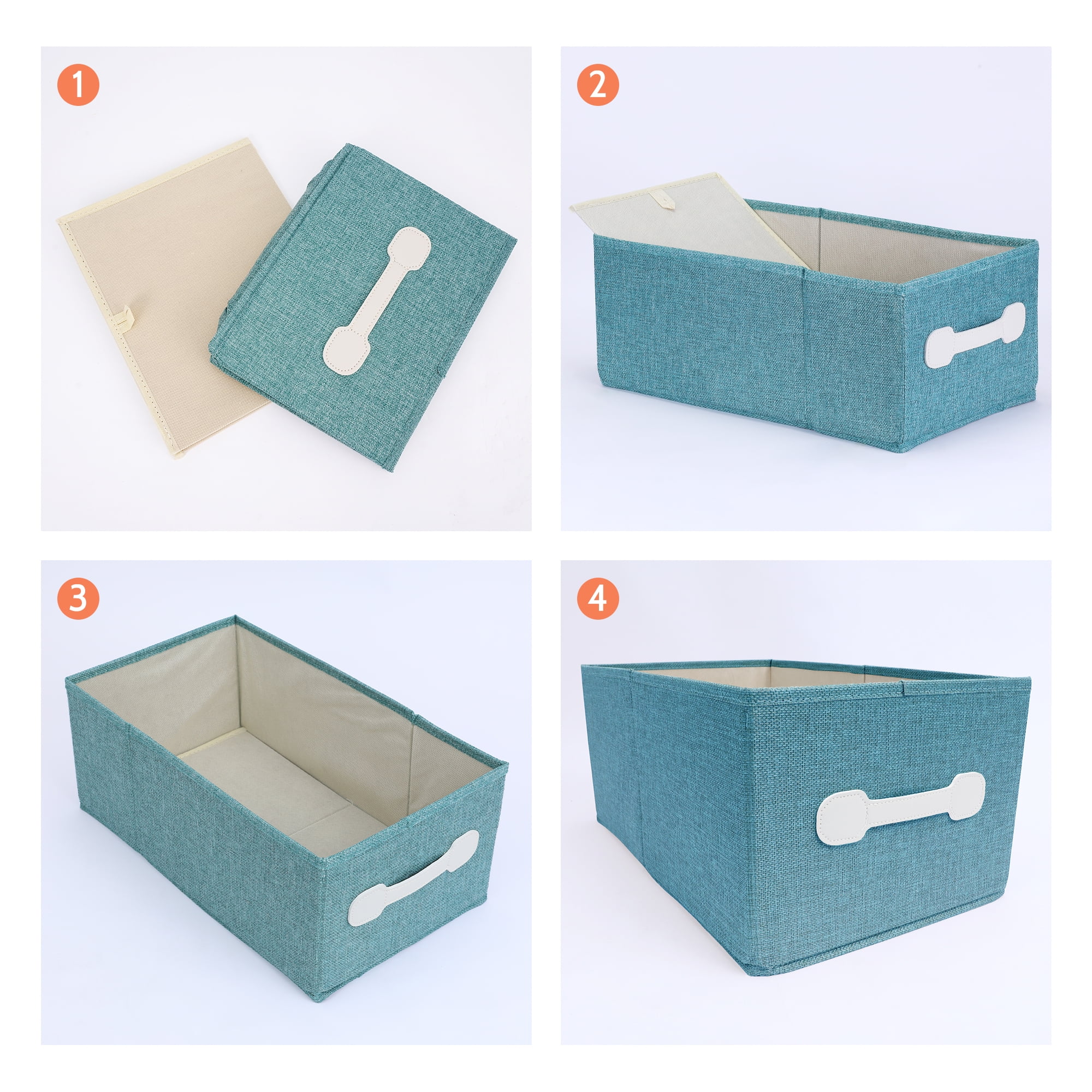 Unique Bargains Fabric Storage Cube Storage Bin Storage Basket Green 16.2*9.5*6.7in
