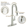 thumbnail image 5 of Boyel Living Kitchen Sink Faucet in Brushed Nickel, 2-Mode Sprayer 1.8 gpm Spring Kitchen Sink Faucet with Detachable Towel Rack, Kitchen Faucet for Kitchen Sink, 5 of 8