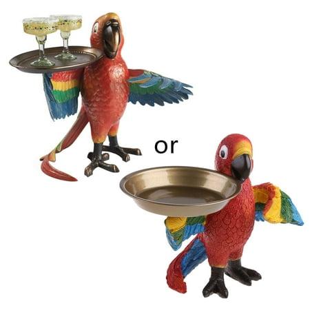 

TINYSOME Drink Serving Parrot Butler Statue Bird Drink Serving Tray Vintage Figurine