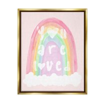 Stupell Industries You Are Loved Pastel Phrase Landscape Painting Gold Floater Framed Canvas Art Print Wall Art, 25 x 31