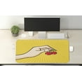 thumbnail image 2 of Fruit Computer Mouse Pad, Retro Pop Art Hand Holding a Couple of Cherries Sketch Design on Yellow Background, Rectangle Non-Slip Rubber Mousepad X-Large, 35" x 15", Multicolor, by Ambesonne, 2 of 2