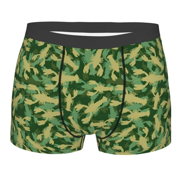 Naloa Crayfish Army Print Mens Underwear - Boxers for Men, Classic Briefs for Men