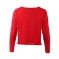 thumbnail image 3 of A2Y Women's Cropped High Low Cutoff Raw Hem Scoop Neck French Terry Sweatshirt Top Red L, 3 of 5
