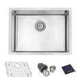 thumbnail image 2 of JASSFERRY 23in Single Bowl Handcrafted 18 Gauge Stainless Steel Undermount Sink, 2 of 5