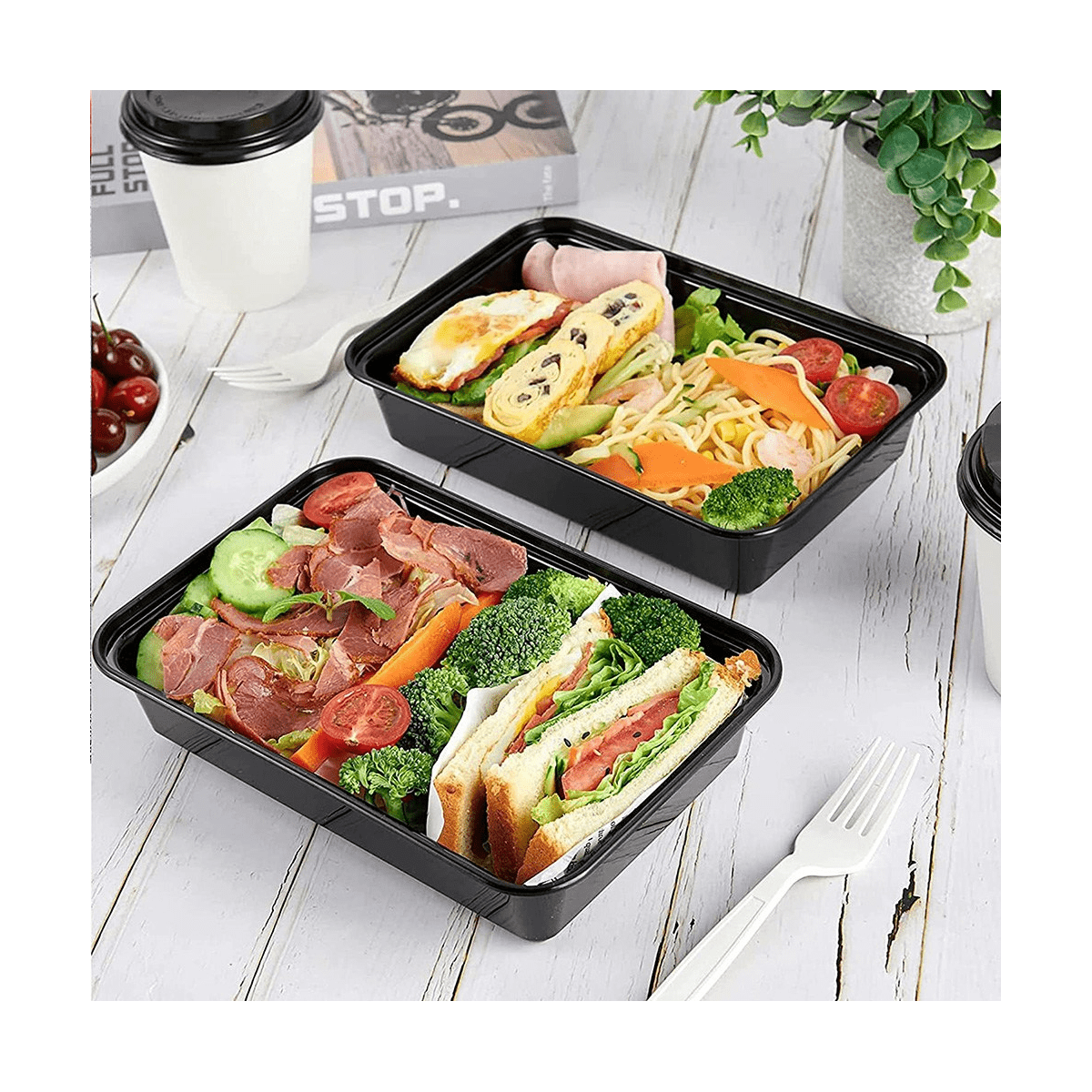 50-Pack Meal Prep Containers Reusable To-Go Food Containers Plastic Bento Boxes Food Storage Lunch Box