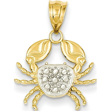 Yellow Gold Crab Charm - Leslies Fine Jewelry Designer 14k Yellow Gold w/Rhodium Diamond-cut Crab (16x16mm) Pendant Gift