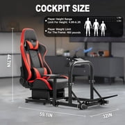 Marada Racing Cockpit Frame with Red Seat Upgrade Stable Racing Wheel Stand Fits Logitech Thrustmaster T80 T150 PC