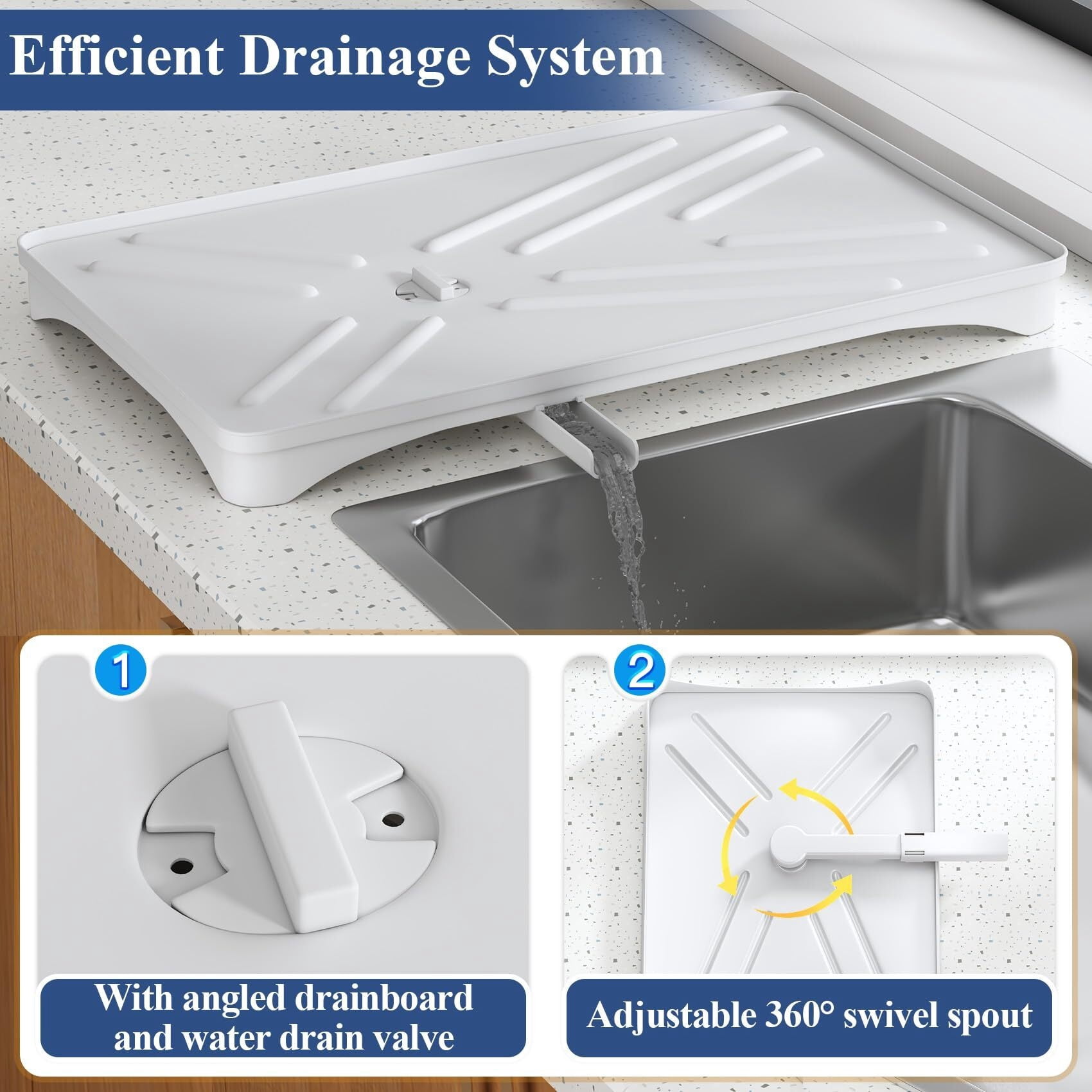 SXlianshun Dish Drying Rack for Kitchen Counter - Large Dish Rack with Drainboard, Rustproof Dish Drainer with Utensil Holder for Sink
