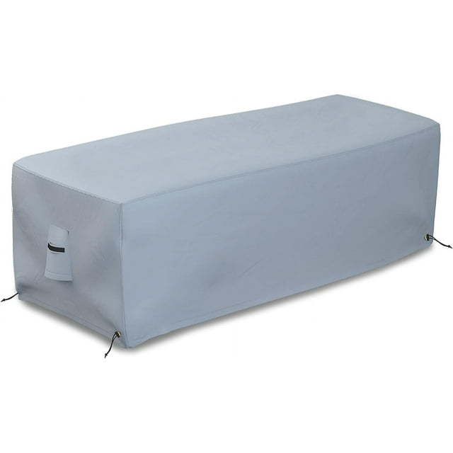 Housse pour Foyer Rectangulaire Extérieur Covers&All, Rectangulaire, Robuste, 18 Oz, Imperméable, Résistante aux UV et aux Intempéries, pour Patio, Pelouse, Jardin Extérieur, Évents et Cordons de Serrage (32"L x 22"L x 17"H, Gris)