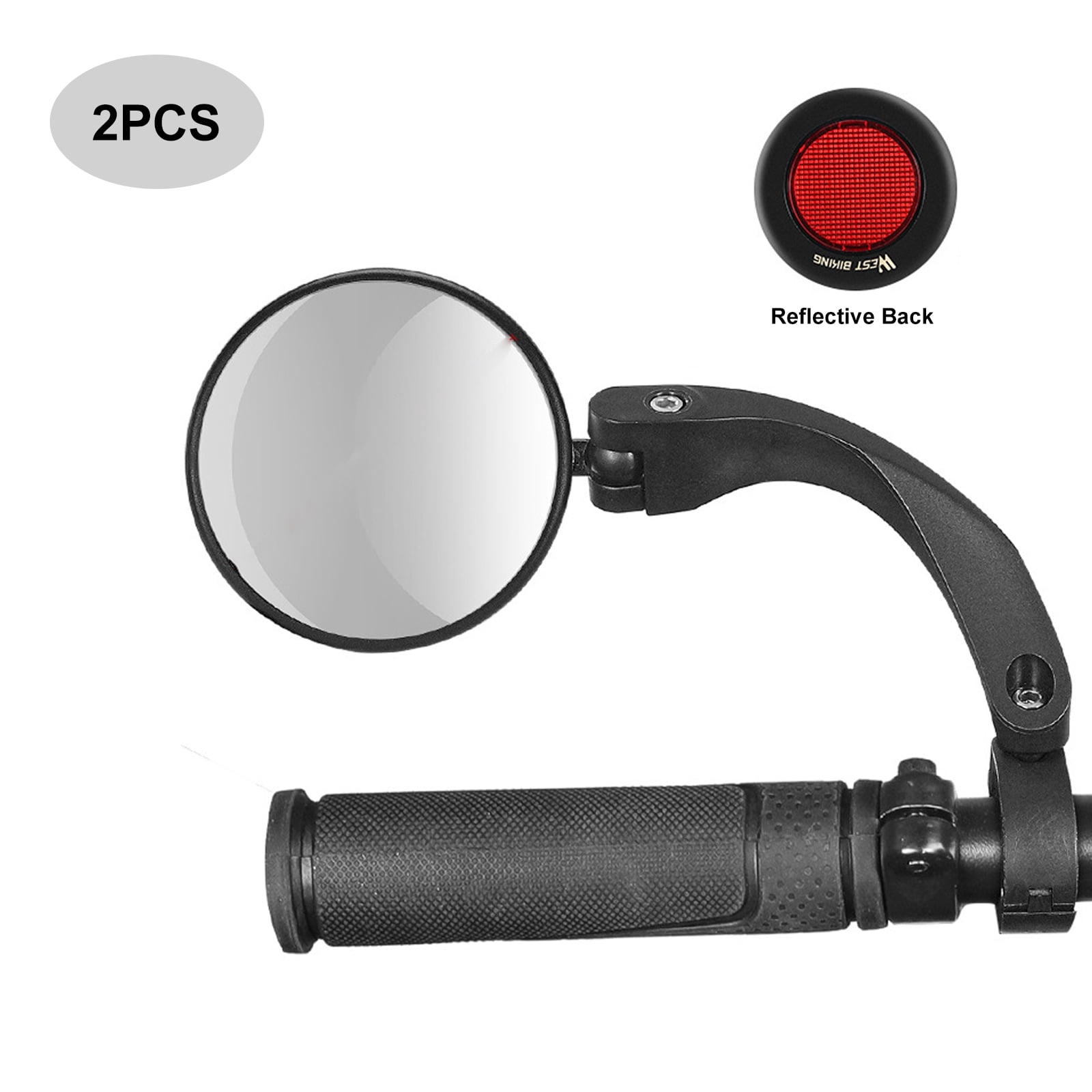 Tripumer 1 Pair Bike Rear View Mirror Bicycle Mirrors With Reflectors