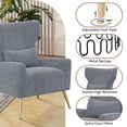 thumbnail image 6 of CQSXDA Modern Velvet Accent Chair, Mid Century High Back Armchair for Living Room, Reading Chair, 6 of 6