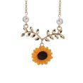 thumbnail image 4 of Conjuntos de joyería de aleación para mujer, 4 Uds., collar de girasol/pendiente/anillo/pulsera (oro), 4 of 4