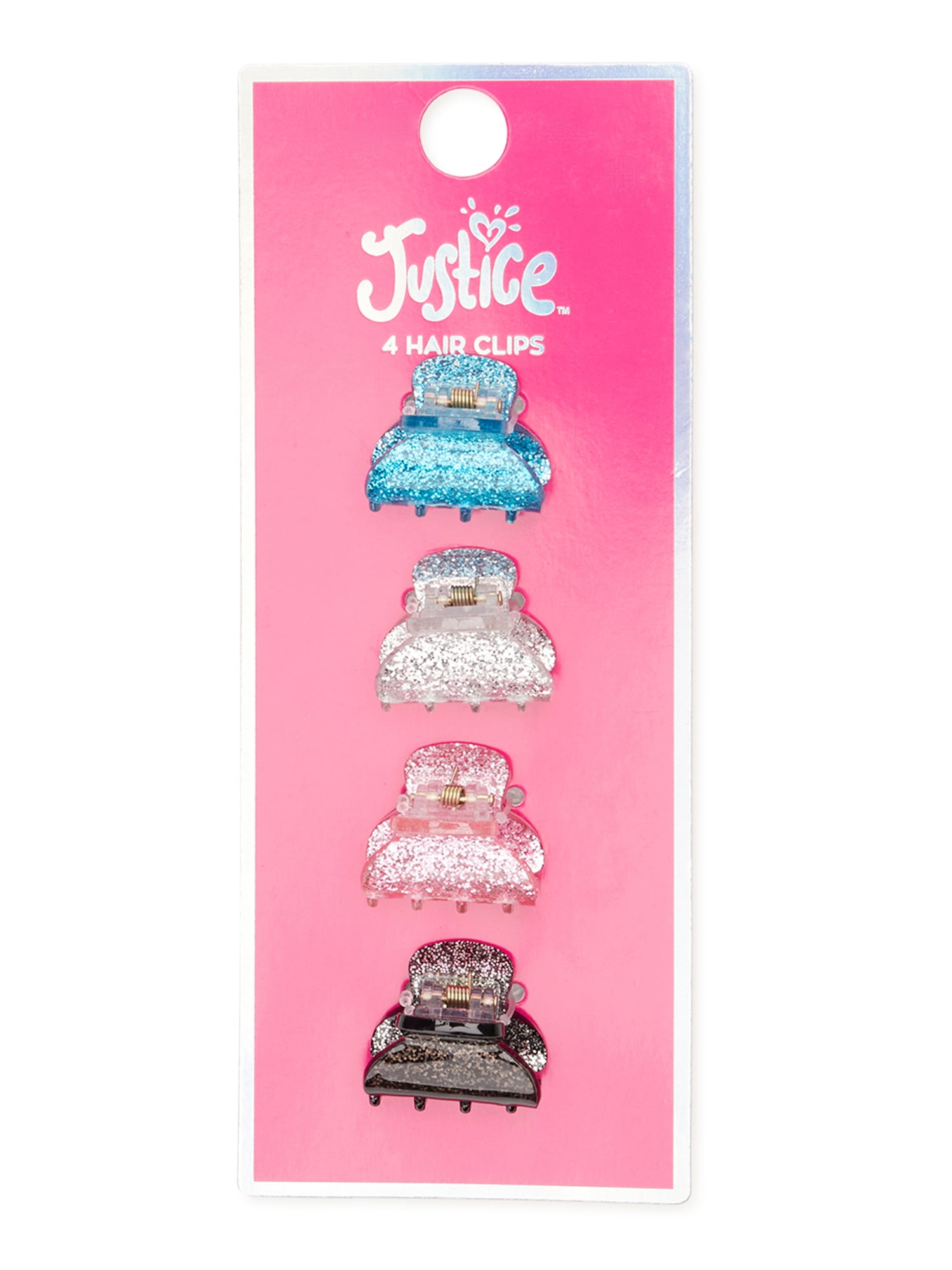 Justice Mini Glitter Claw Clips Set, 4-Pack