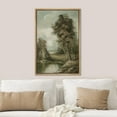 thumbnail image 4 of PixonSign Framed Wall Art Old Cottage Near Forest Tree Lake Floral/Botanical Nature Artwork Farmhouse Oil Paintings Modern Scenery Canvas Prints Contemporary for Rooms - 24"x36" Natural, 4 of 5