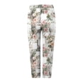 thumbnail image 3 of Mnuaqn Women's Summer Elastic High Waisted Floral Capri Leggings Comfy Stretch Slim Knee Length Cropped Yoga Pants (XXL, White), 3 of 4