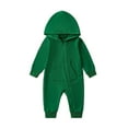thumbnail image 2 of Musuos Infant Baby Fall Romper 0-24M Solid Colors Long Sleeve Zipper Hoodie Jumpsuit with Pocket Newborn Clothes for Boys Girls, 2 of 9