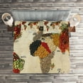 thumbnail image 2 of Ambesonne World Map Quilted Coverlet 3 Pcs, Boho Food, Queen Size, Multicolor, 2 of 2