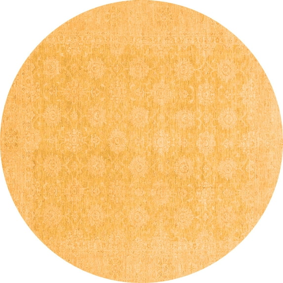 Ahgly Company Indoor Round Oriental Orange Modern Area Rugs, 6' Round