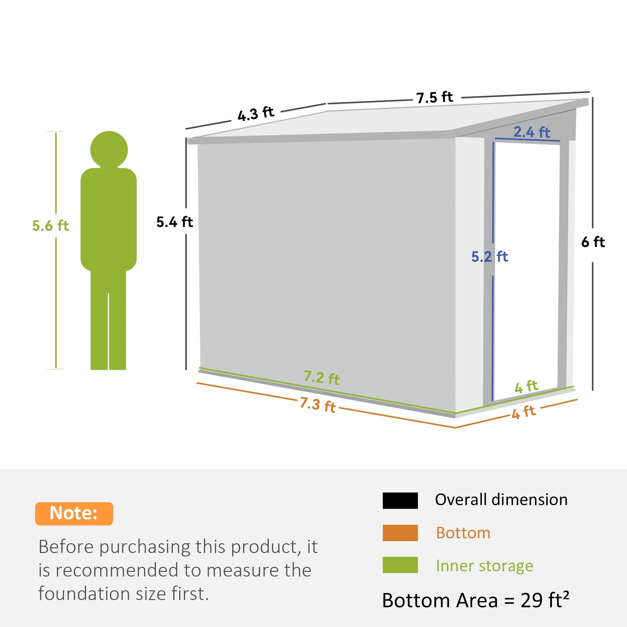 Outsunny Steel Storage Shed with Locking Door, 4'x7.7', White, Galvanized