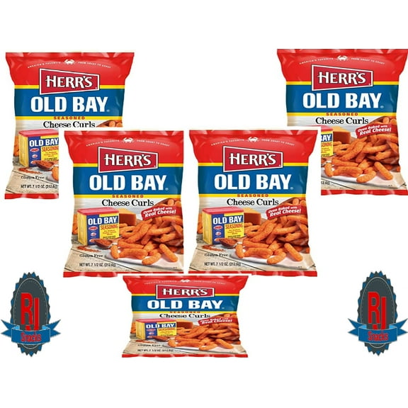 Herr's Old Bay Seasoned Cheese Curls 7 Oz (Curated by RJ Snacks Pack 2)