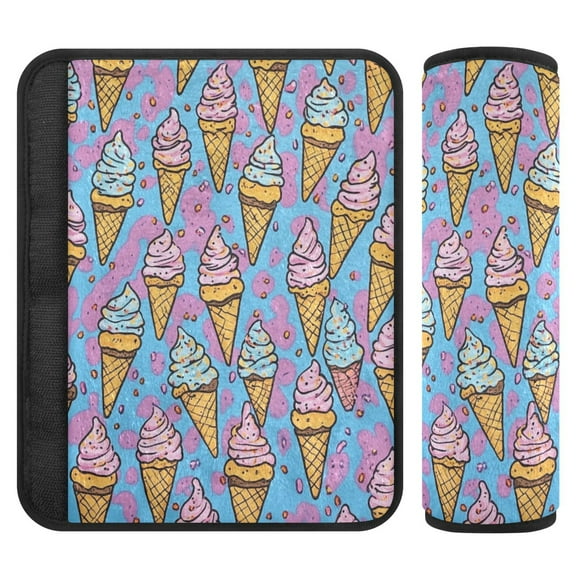 Qxltty Ice Cream Cones Cartoon Patterns Car Seat Strap Pads are Soft and Snug Fitting for All Cars Backpacks Pushchair