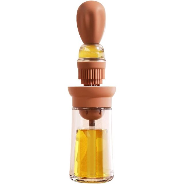 Botella de hierro amarilla con cepillo para barbacoa CHAO recipiente para almacenar y dispensar aceite