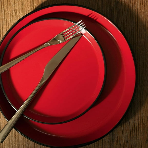 16 Piece Dinnerware Set, Plates and Bowls Sets, Dish Set for 4, Red and Black, Microwave & Dishwasher