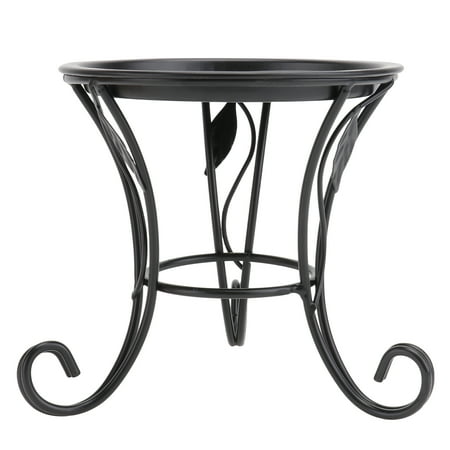Iron Metal Mini Small Flower Plants Pot Stand for Indoor Outdoor Balcony Desk (Black)
