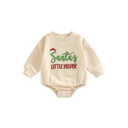 

Christmas Baby Boy Girl Clothes Santa Romper Sweatshirt Onesie Overszied Crewneck Long Sleeve Bodysuit Outfits
