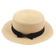 thumbnail image 4 of Sombrero de protección solar Sombrero de sol para mujer con un hermoso lazo para Beige Hugo Sombrero Fedora con lazo para mujer, 4 of 7