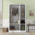 thumbnail image 2 of 3 Shutter Doors Wardrobe Cabinet Closet with Storage Shelves and 2 Hanging Rail for Clothes, Bedroom Organizer, White, 2 of 8