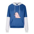 thumbnail image 4 of IROINNID Women's Long Sleeve Hoodie Round Neck Mid-Length Print Comfy Short Tops Pullover Sweatshirts, Blue, 4 of 5