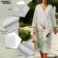thumbnail image 5 of DISNIMO Womens Casual Maxi Dress Fish Print Linen Style V Neck Dresses Lightweight 3/4 Sleeve Midi Dress Fashion Loose Dress for Women, S, 5 of 6