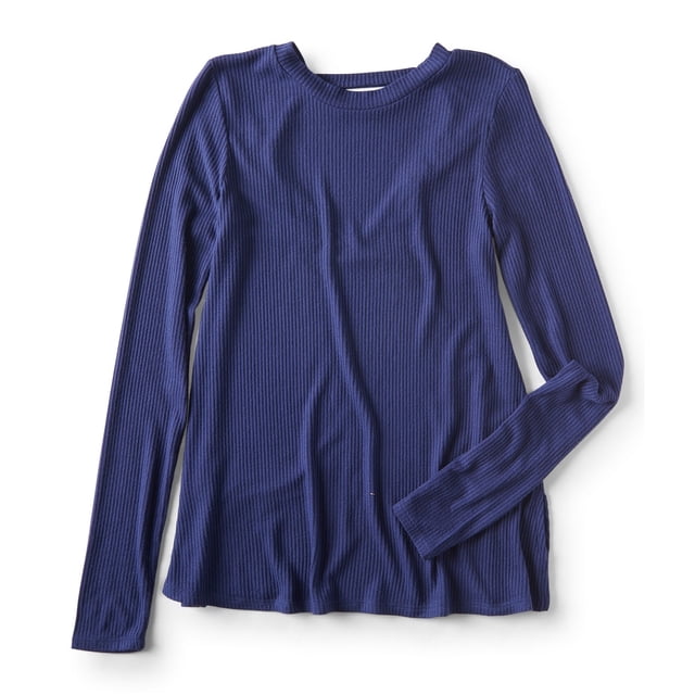 Aeropostale - Blusa para mujer con diseño acanalado serio, azul, mediano