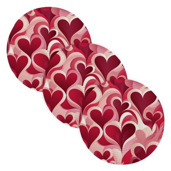 Love Hearts in Valentine 3 PCs Pot Holders Trivets Kitchen 15" Cotton Pans Hot Plate Mats Teapot Coasters Table Protects Large Potholders